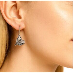 Alex And Ani Silver Love Heart Earrings With Gift Bag NWT